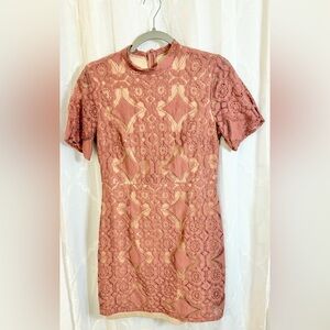 Alter’d State | Blush Pink Lace Overlay | Short Sleeve Dress | Size Large